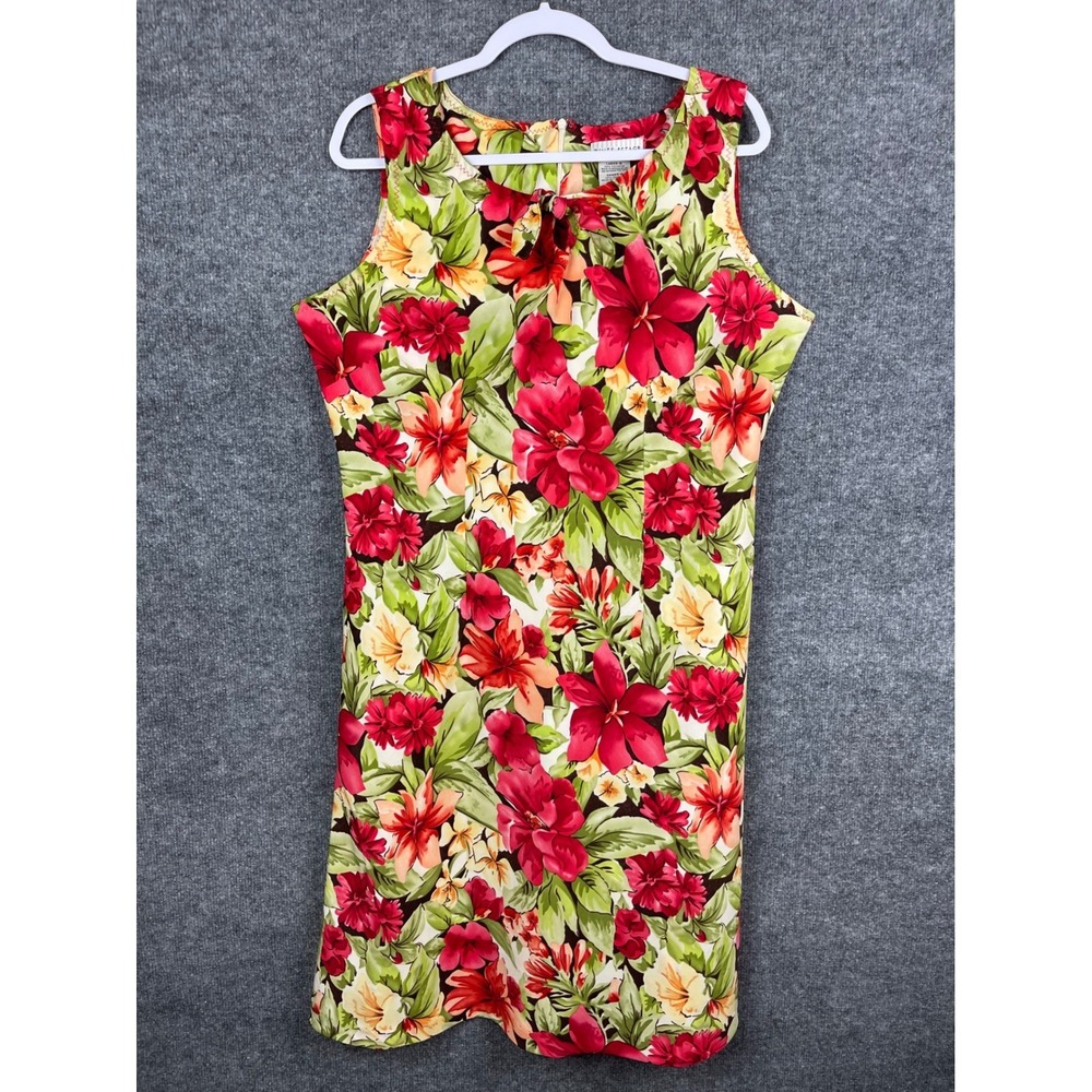 White Stag Floral Shift Dress Womens 16 Multicolor Excellent Tropical Sleeveless